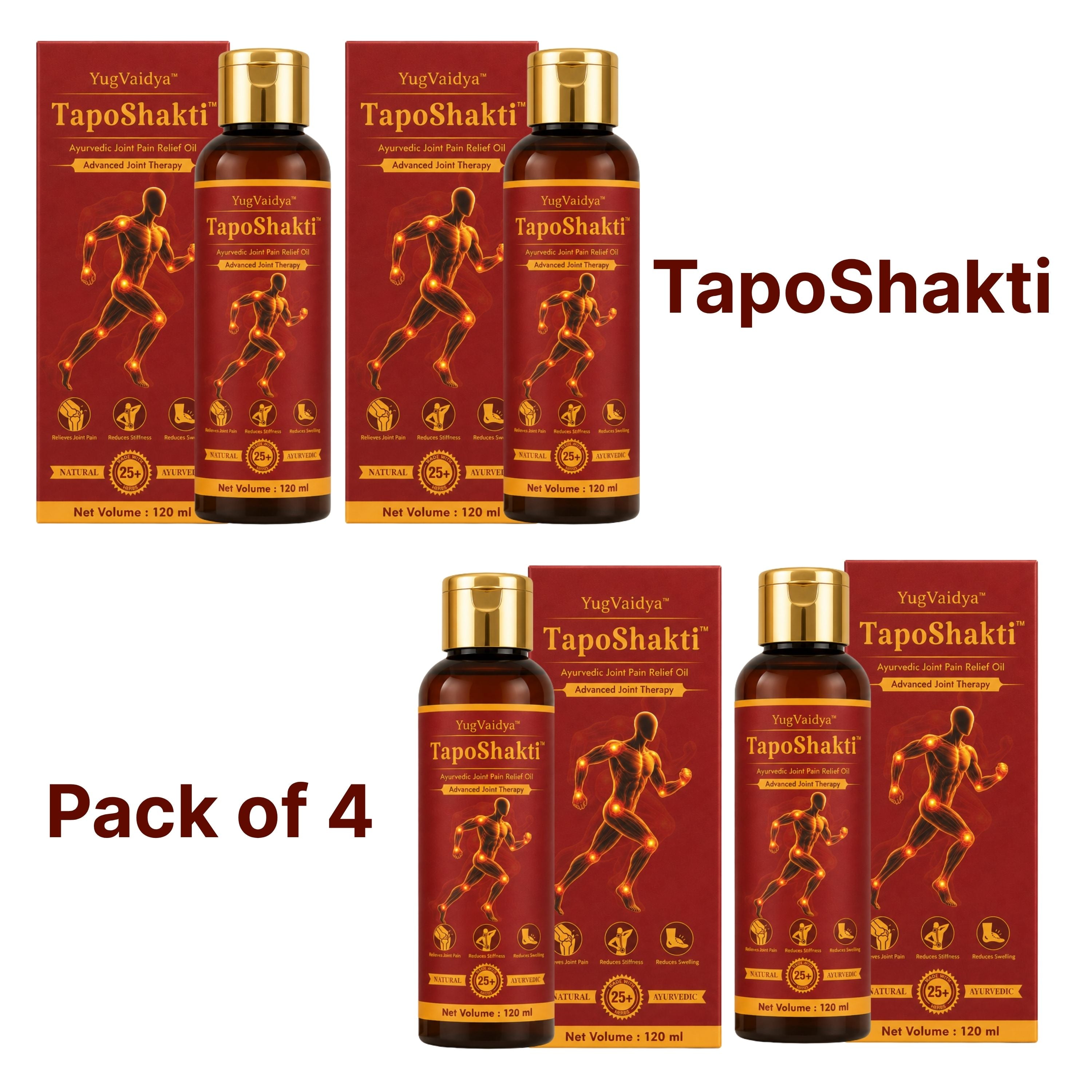 YugVaidya TapoShakti Oil - 2 Months Therapy (Pack of 4)
